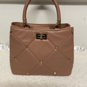 Like Dreams fun diamond quilted top handle bag w/ studding no long strap